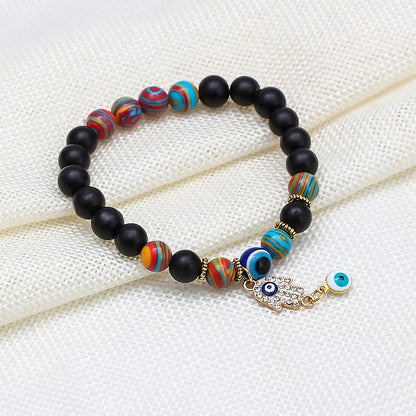 Obsidian Evil Eye Symbol Hamsa Symbol Bracelet