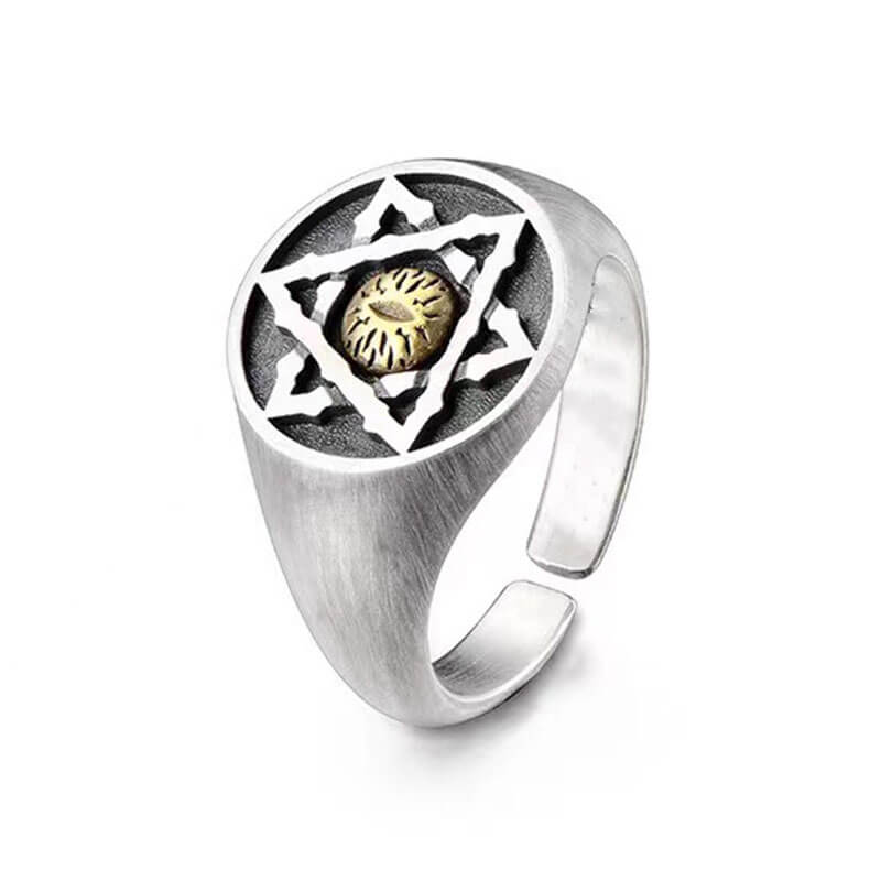 Vintage Men's Devil's Eye Hexagram Ring