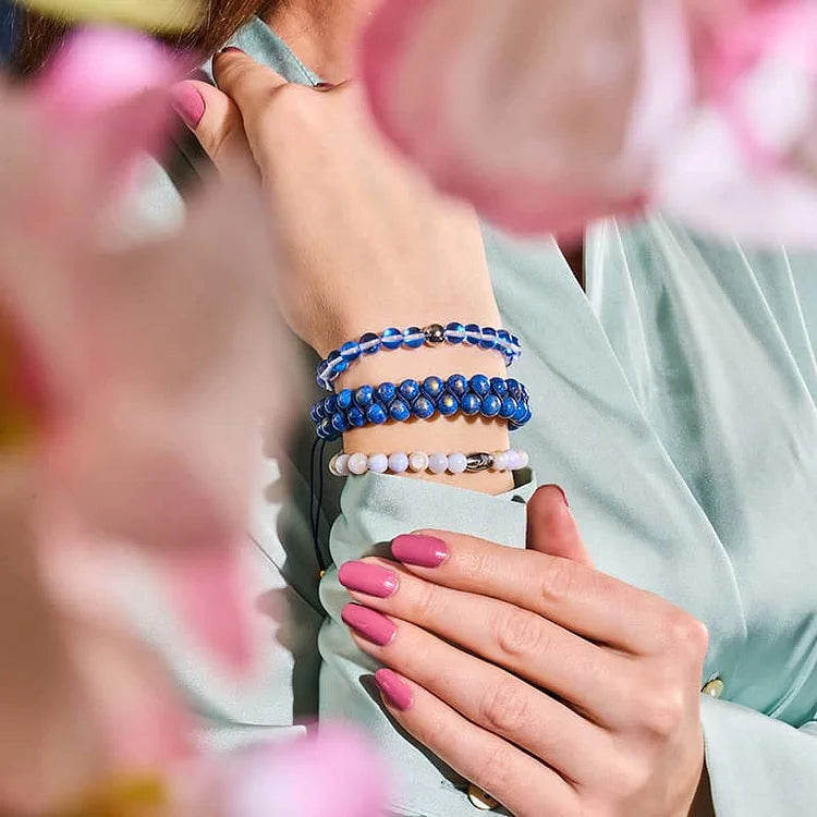 Blue Crystal Glass Bead Bracelet