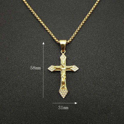 Hip Hop Gold Plated Cross Jesus Pendant with Zirconia