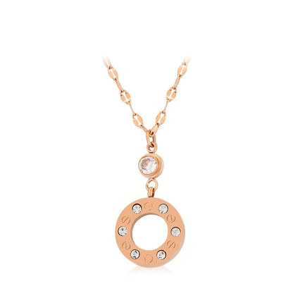 Circle Temperament Collarbone Chain Personality Inlaid Zircon Pendant