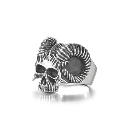 Satan Goat Horned Devil Punk Ring