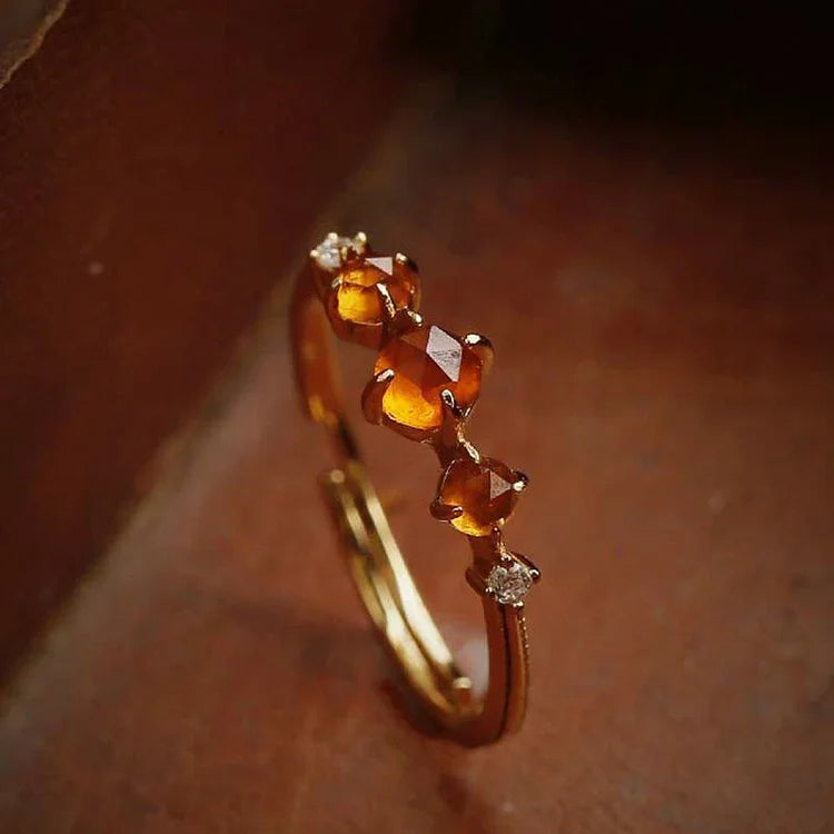 Adjustable Orange Garnet Ring