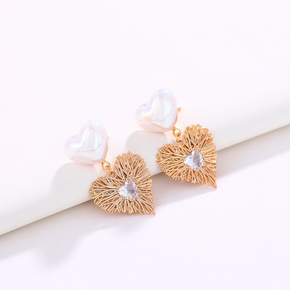 Women's Heart Shaped Imitation Pearl Earrings