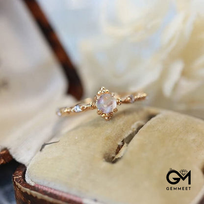 "You Are Bright Moonlight" - Dainty Moonstone Ring