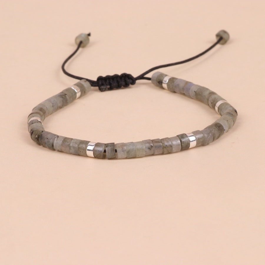 Labradorite Flash Stone Bead Woven Bracelet