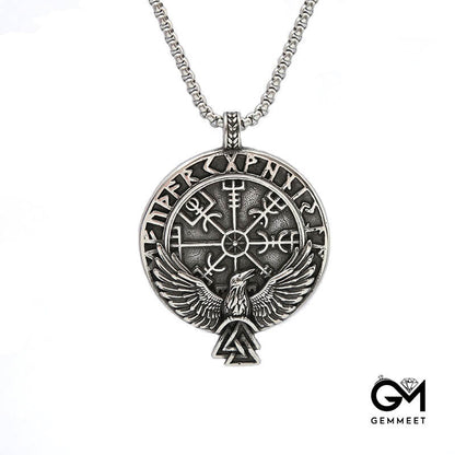 Titanium Steel Viking Rune Eagle Necklace