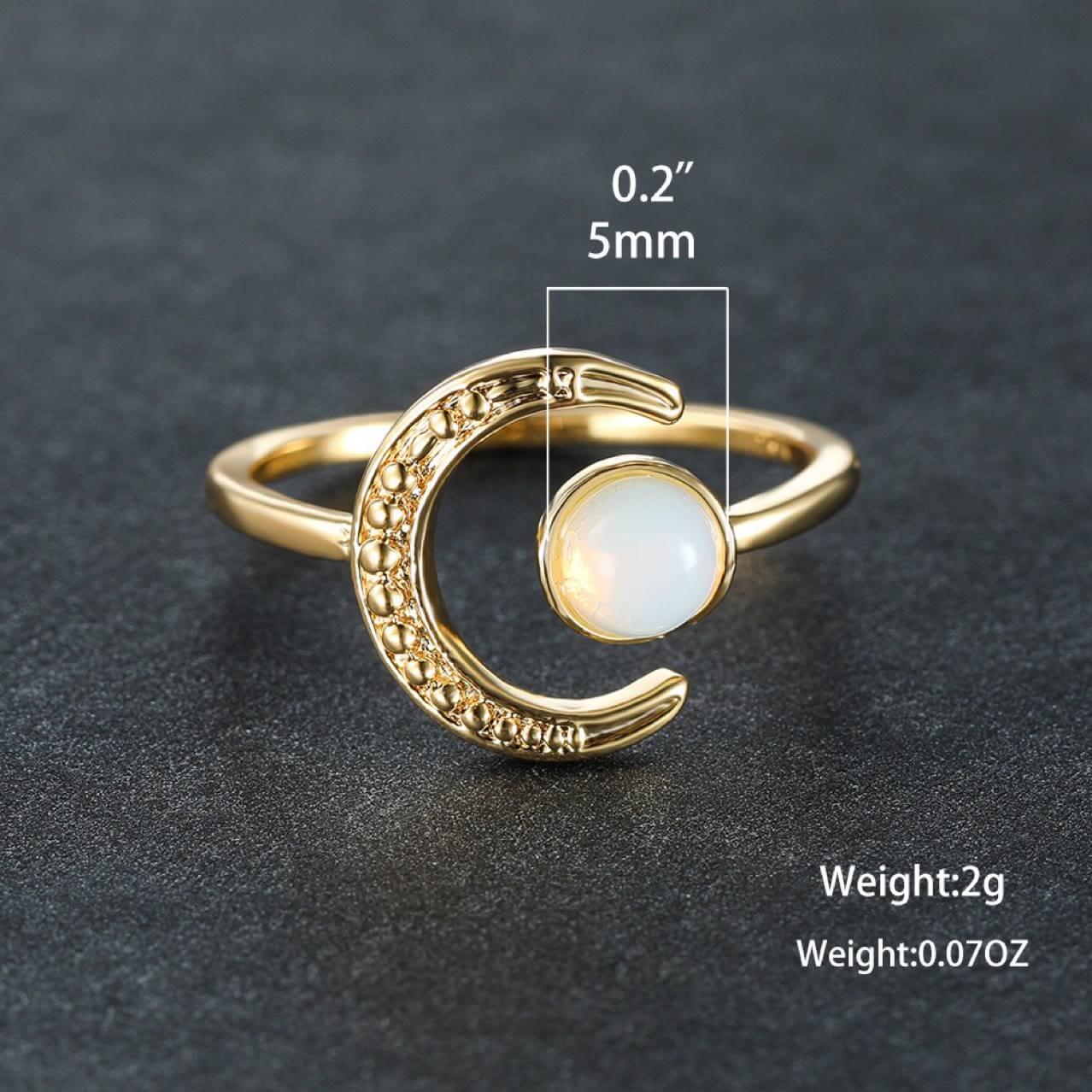 Moon Sun Accessory Moonstone Adjustable Ring