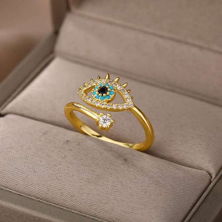 Evil Eye Diamond Adjustable Ring