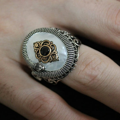 "Nature's Healing" Vintage Men's Snake Design Moonstone Ring