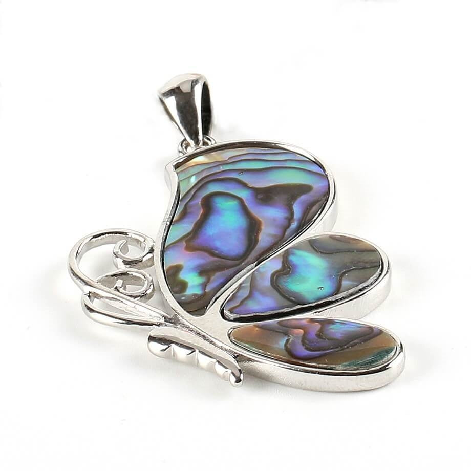 Abalone Shell with Wings Butterfly Insect Pendant