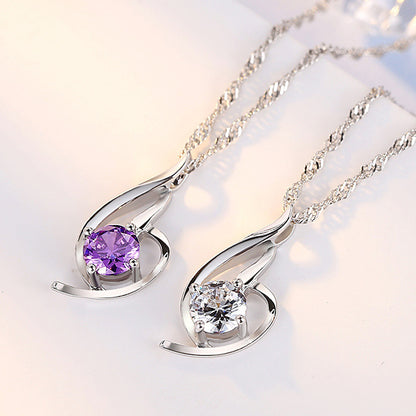 Fashion Simple Angel Purple Zircon Pendant