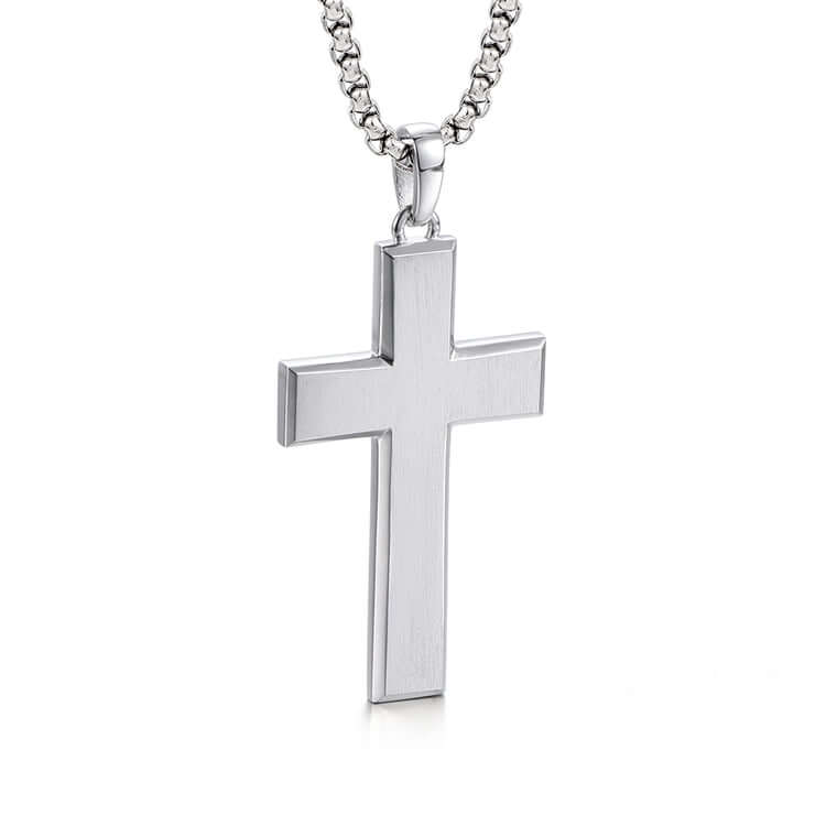 Sterling Silver Simple Cross Pendants Necklace