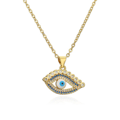 Hollow Evil Eye Full Stones Pendant Necklace