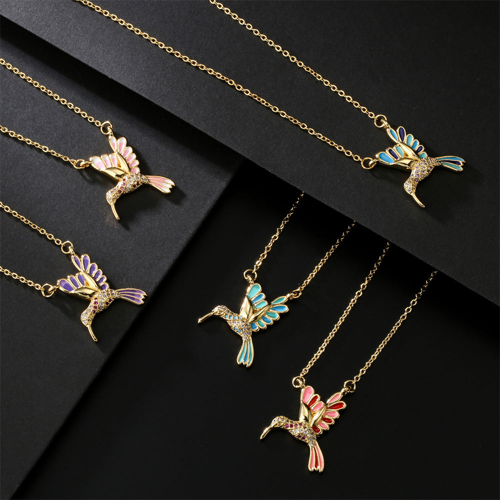 Cute Full Stones Bird Shape Pendant Necklace