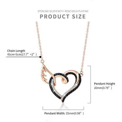 Heart With Wing Gold-plated Zircon Necklace