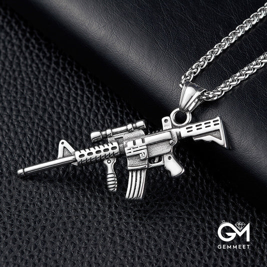 Hip Hop Rock Stainless Steel Gun Pendant Necklace