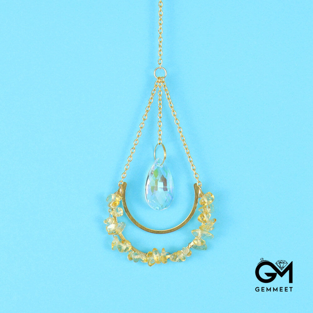 Crystal Moon Water Drop Pendant