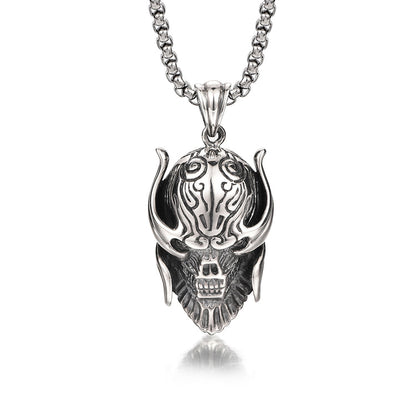 Warrior Skull Vintage Sterling Silver Pendants Necklace