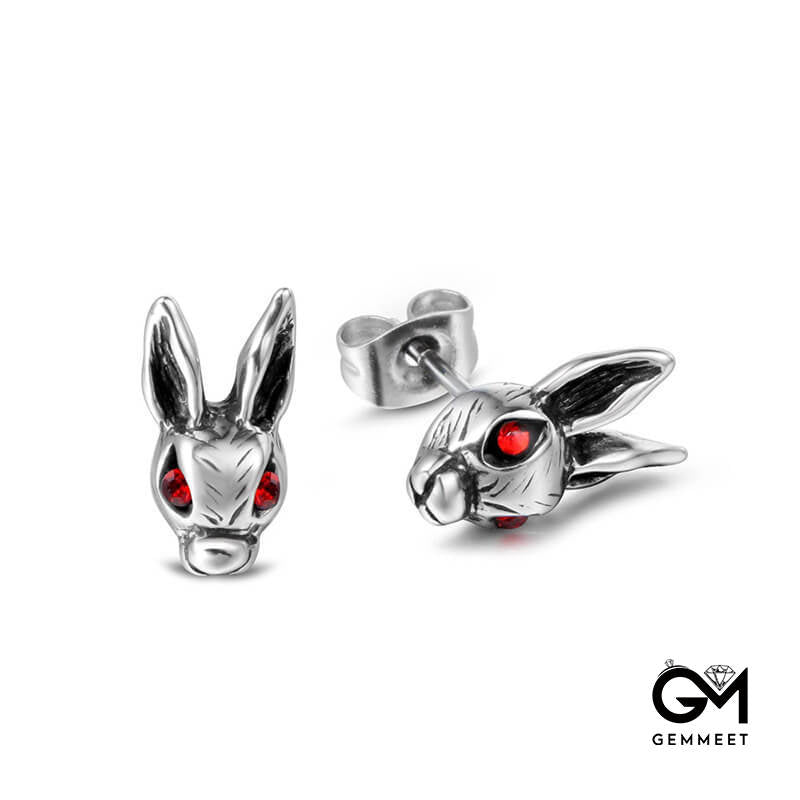 Titanium Steel Red Eye Rabbit Earrings