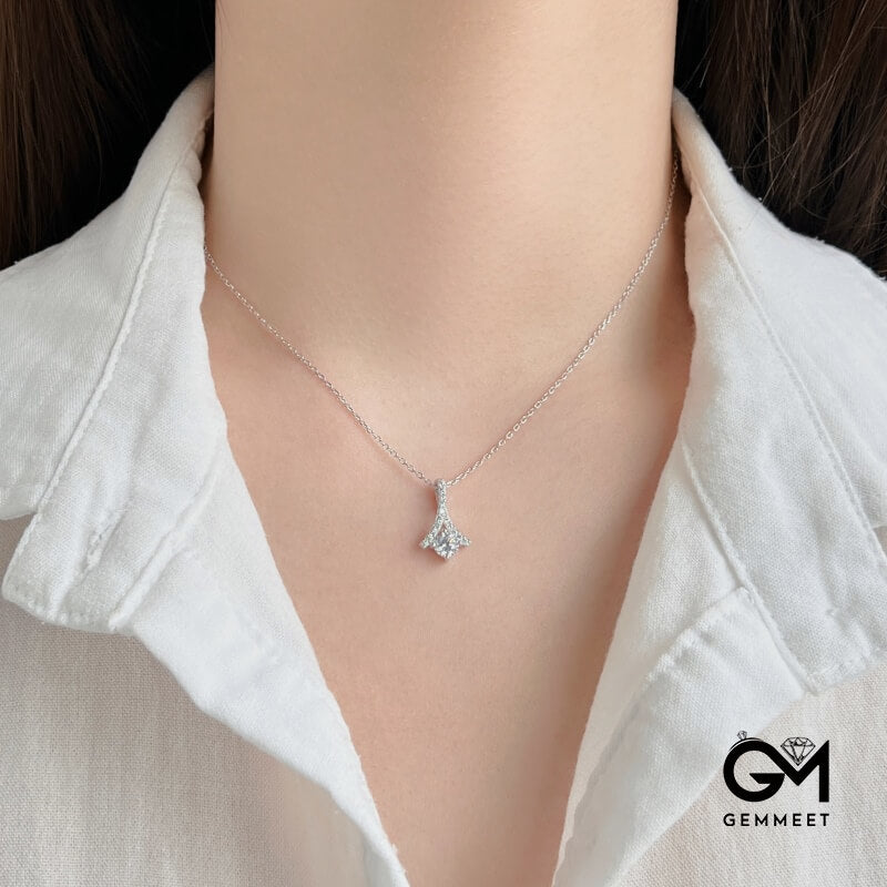 S925 Silver White Zircon Simple Unique Necklace