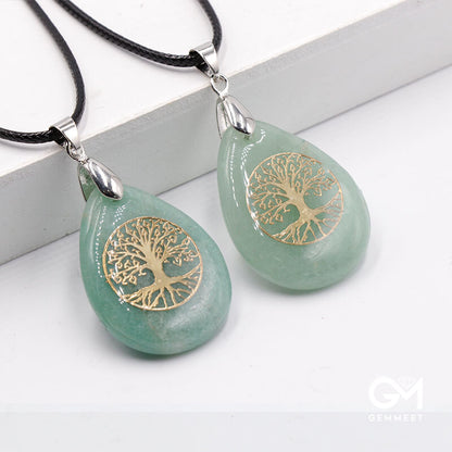 Crystal Tree of Life Water Drop Yoga Pendant