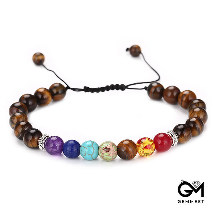 8mm Woven Shambhala Tiger Eye Bracelet