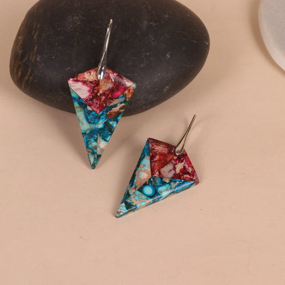 Geometric Triangle Royal Pine Pendant Earrings