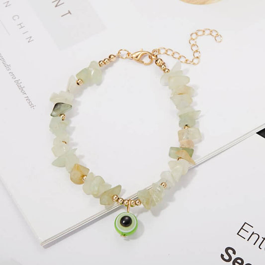 Crystal Gravel Evil Eye Pendant Bracelet