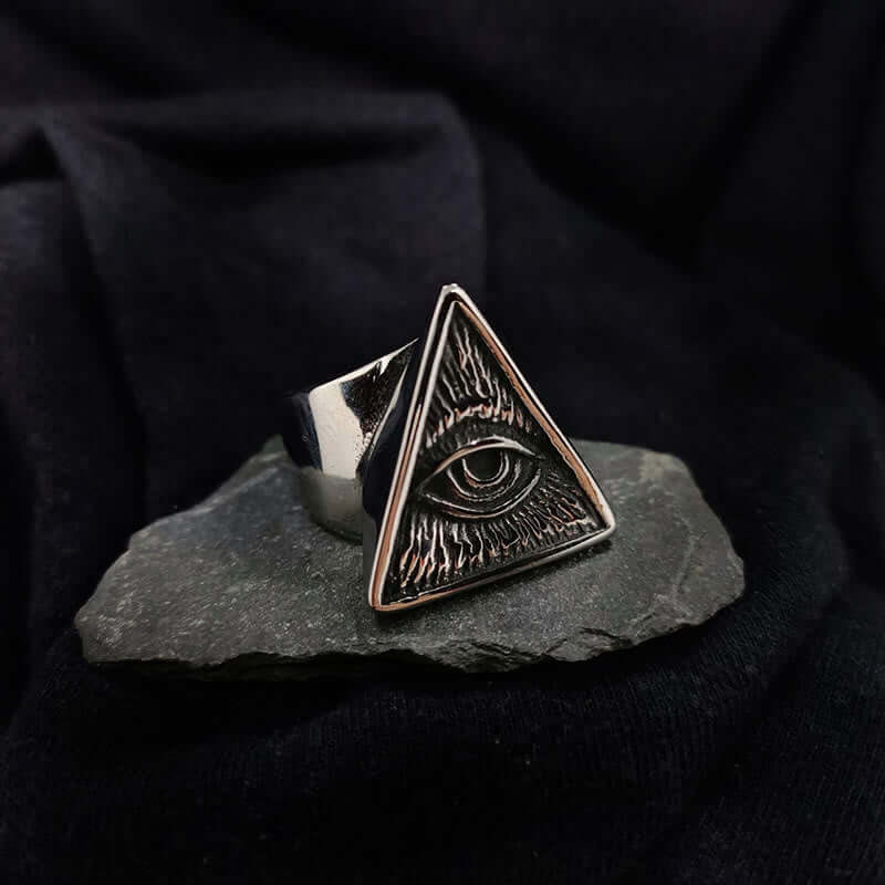 Titanium Steel Knight Masonic Demon Eye Ring