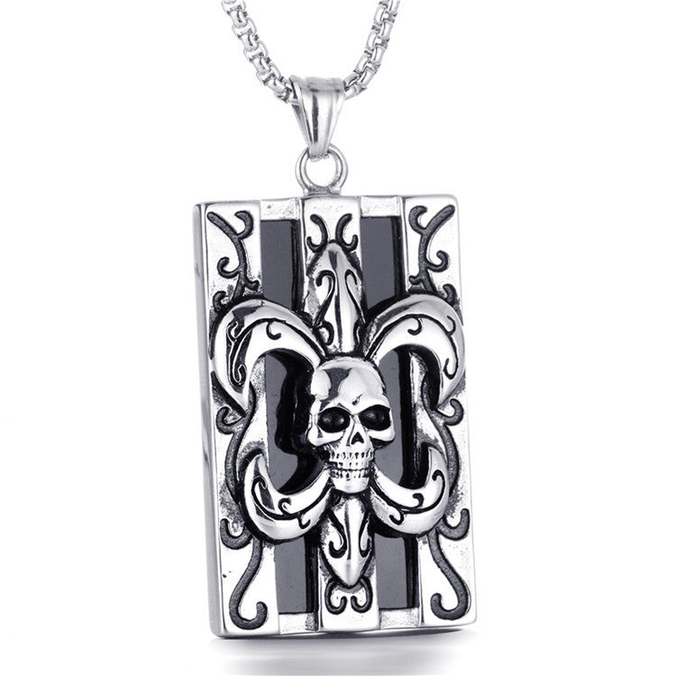 Scout Flower Skull Pendant Punk Necklace Retro Trendy Men's Pendant