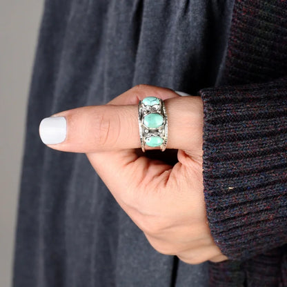 Three Stone Bohemian Turquoise Ring