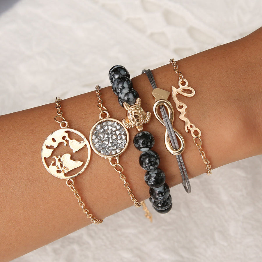 Love & Map Sea turtle 5 - Piece Bracelet Set