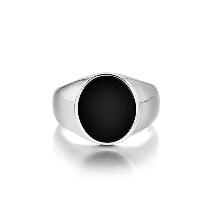 Fashion Men's Black Onyx Round Chain Ring