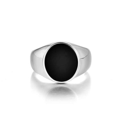 Fashion Men's Black Onyx Round Chain Ring