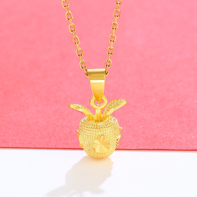 Christmas Apple Gold Plated Alloy Solid Pendant Necklace