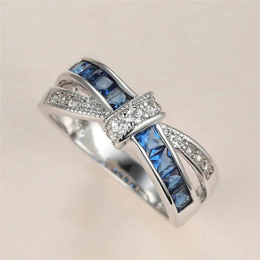 September Birthstone Sapphire Bow-Tie Ring