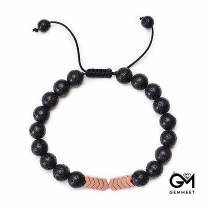 Lava Stone Colorful Magnetite Mens Bracelet