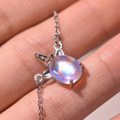 Moonstone Unicorn Rainbow Necklace