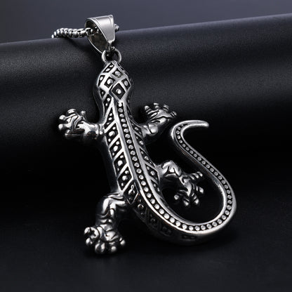 Gecko Lizard Stainless Steel Pendant