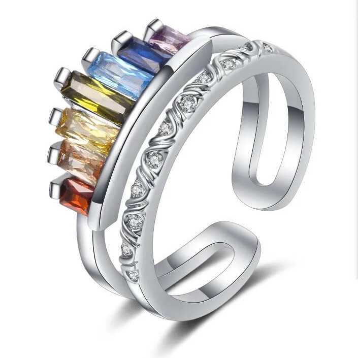 Trendy Rainbow Colourful Zircon Ring