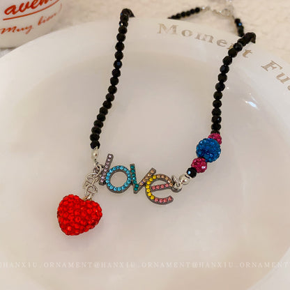 Zircon Love Crystal Letter Necklace