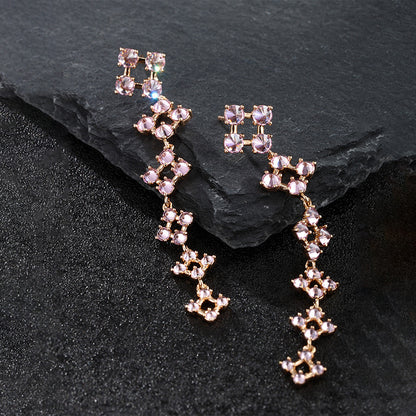 Women's Long Spliced Zircon Earrings