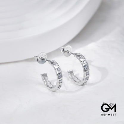 S925 Silver Simple Zircon Curved Hook Earrings