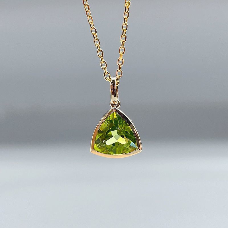 Peridot Triangle Pendant Necklace