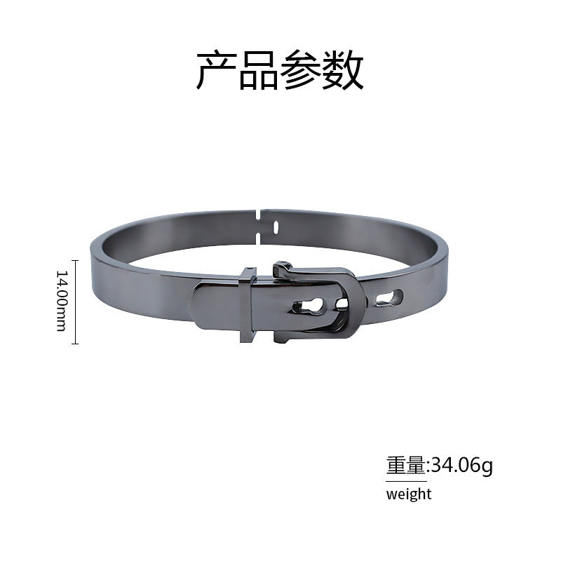 Stylish Simple Belt Buckle Stainless Steel Men's Bracelet