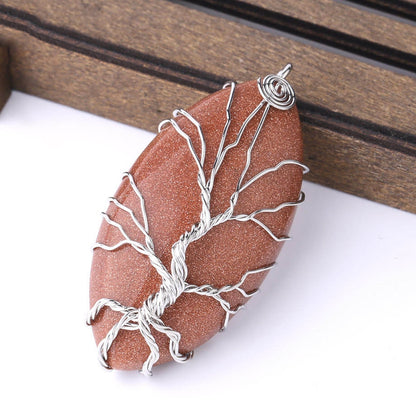 Crystal Stone Tree of Life Pendant