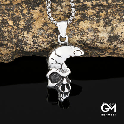 Vintage Skull Half Face Titanium Steel Necklace