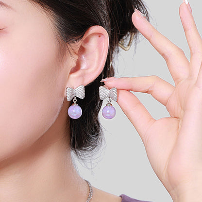 Artificial Gemstone Butterfly Heavy Industry Earrings