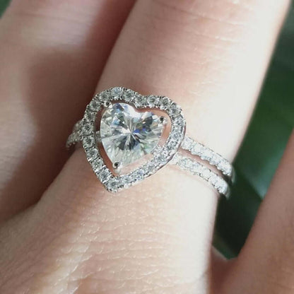 Unique 2 Pcs Heart Shape Zircon Ring